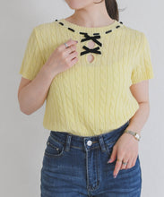 画像をギャラリービューアに読み込む, 【一部店舗限定】フロントリボン半袖ニット/TT658304