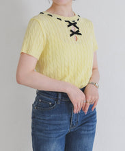 画像をギャラリービューアに読み込む, 【一部店舗限定】フロントリボン半袖ニット/TT658304