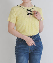 画像をギャラリービューアに読み込む, 【一部店舗限定】フロントリボン半袖ニット/TT658304