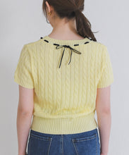 画像をギャラリービューアに読み込む, 【一部店舗限定】フロントリボン半袖ニット/TT658304