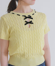 画像をギャラリービューアに読み込む, 【一部店舗限定】フロントリボン半袖ニット/TT658304