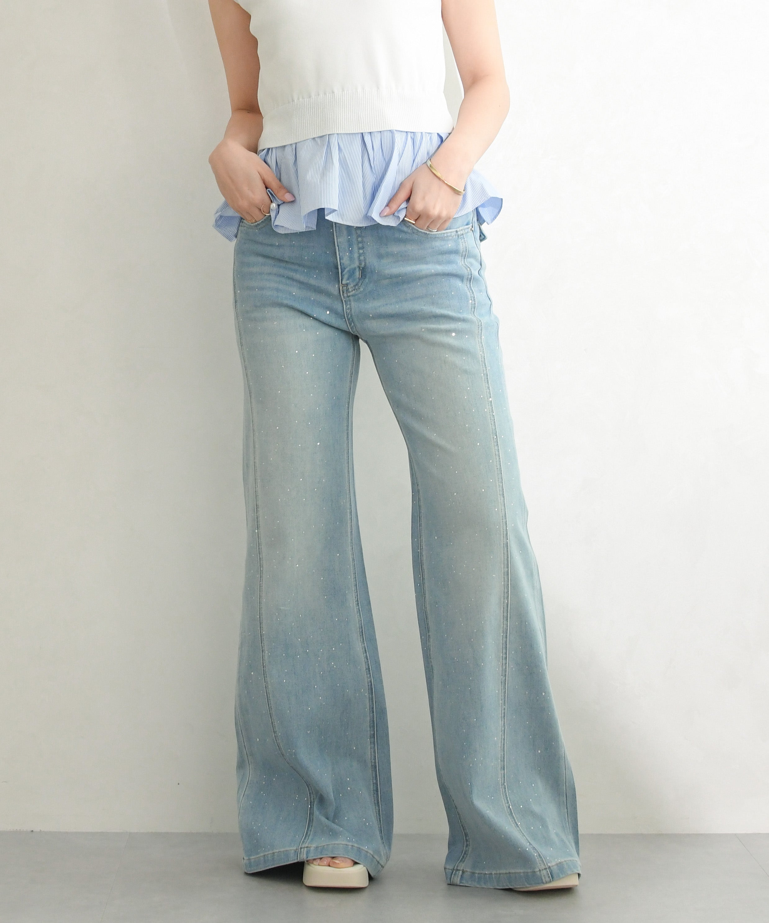 再入荷】【一部店舗限定】ラインストーンデニムパンツ/TT657305 