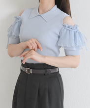 画像をギャラリービューアに読み込む, 【予約販売/4下中旬発売予定】肩開きプリーツギャザーニット/TT628309