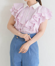 画像をギャラリービューアに読み込む, 【予約販売/4月中旬発売予定】襟付きフリルシャツブラウス/TT628104