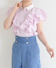 画像をギャラリービューアに読み込む, 【予約販売/4月中旬発売予定】襟付きフリルシャツブラウス/TT628104