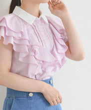 画像をギャラリービューアに読み込む, 【予約販売/4月中旬発売予定】襟付きフリルシャツブラウス/TT628104