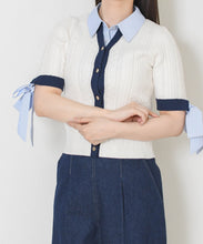 画像をギャラリービューアに読み込む, 【予約販売/4月中旬発売予定】ケーブル編みレイヤードカーディガン/TT628404