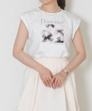 画像をギャラリービューアに読み込む, リボンプリントフレンチスリーブTシャツ/TT628202