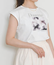 画像をギャラリービューアに読み込む, リボンプリントフレンチスリーブTシャツ/TT628202