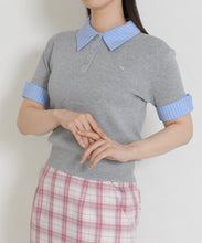 画像をギャラリービューアに読み込む, 配色シャツ襟ポロニット/TT658311