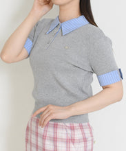 画像をギャラリービューアに読み込む, 配色シャツ襟ポロニット/TT658311