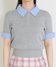 画像をギャラリービューアに読み込む, 配色シャツ襟ポロニット/TT658311