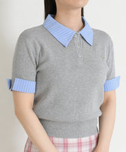 画像をギャラリービューアに読み込む, 配色シャツ襟ポロニット/TT658311