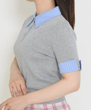 画像をギャラリービューアに読み込む, 配色シャツ襟ポロニット/TT658311