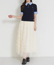 画像をギャラリービューアに読み込む, 配色シャツ襟ポロニット/TT658311