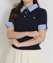 画像をギャラリービューアに読み込む, 配色シャツ襟ポロニット/TT658311