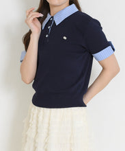 画像をギャラリービューアに読み込む, 配色シャツ襟ポロニット/TT658311