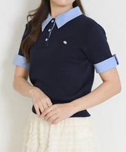 画像をギャラリービューアに読み込む, 配色シャツ襟ポロニット/TT658311