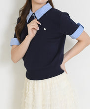 画像をギャラリービューアに読み込む, 配色シャツ襟ポロニット/TT658311