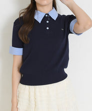 画像をギャラリービューアに読み込む, 配色シャツ襟ポロニット/TT658311