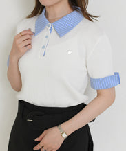 画像をギャラリービューアに読み込む, 配色シャツ襟ポロニット/TT658311