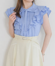 画像をギャラリービューアに読み込む, 【予約販売/5月上旬発売予定】タックリボン綿タッチフリルブラウス/MM628113