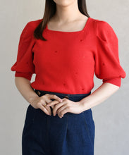 画像をギャラリービューアに読み込む, 5分袖ハート刺繍ニット/TT628305