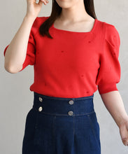 画像をギャラリービューアに読み込む, 5分袖ハート刺繍ニット/TT628305