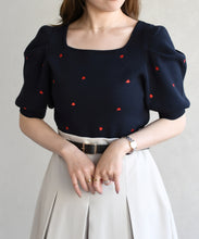 画像をギャラリービューアに読み込む, 5分袖ハート刺繍ニット/TT628305