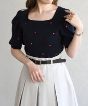 画像をギャラリービューアに読み込む, 5分袖ハート刺繍ニット/TT628305