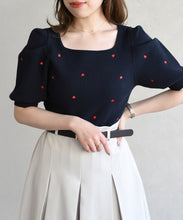 画像をギャラリービューアに読み込む, 5分袖ハート刺繍ニット/TT628305