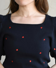 画像をギャラリービューアに読み込む, 5分袖ハート刺繍ニット/TT628305