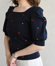 画像をギャラリービューアに読み込む, 5分袖ハート刺繍ニット/TT628305