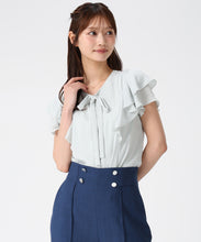 画像をギャラリービューアに読み込む, 【予約販売/4月上旬発売予定】配色リボンダブルフレア袖ブラウス/MM628102