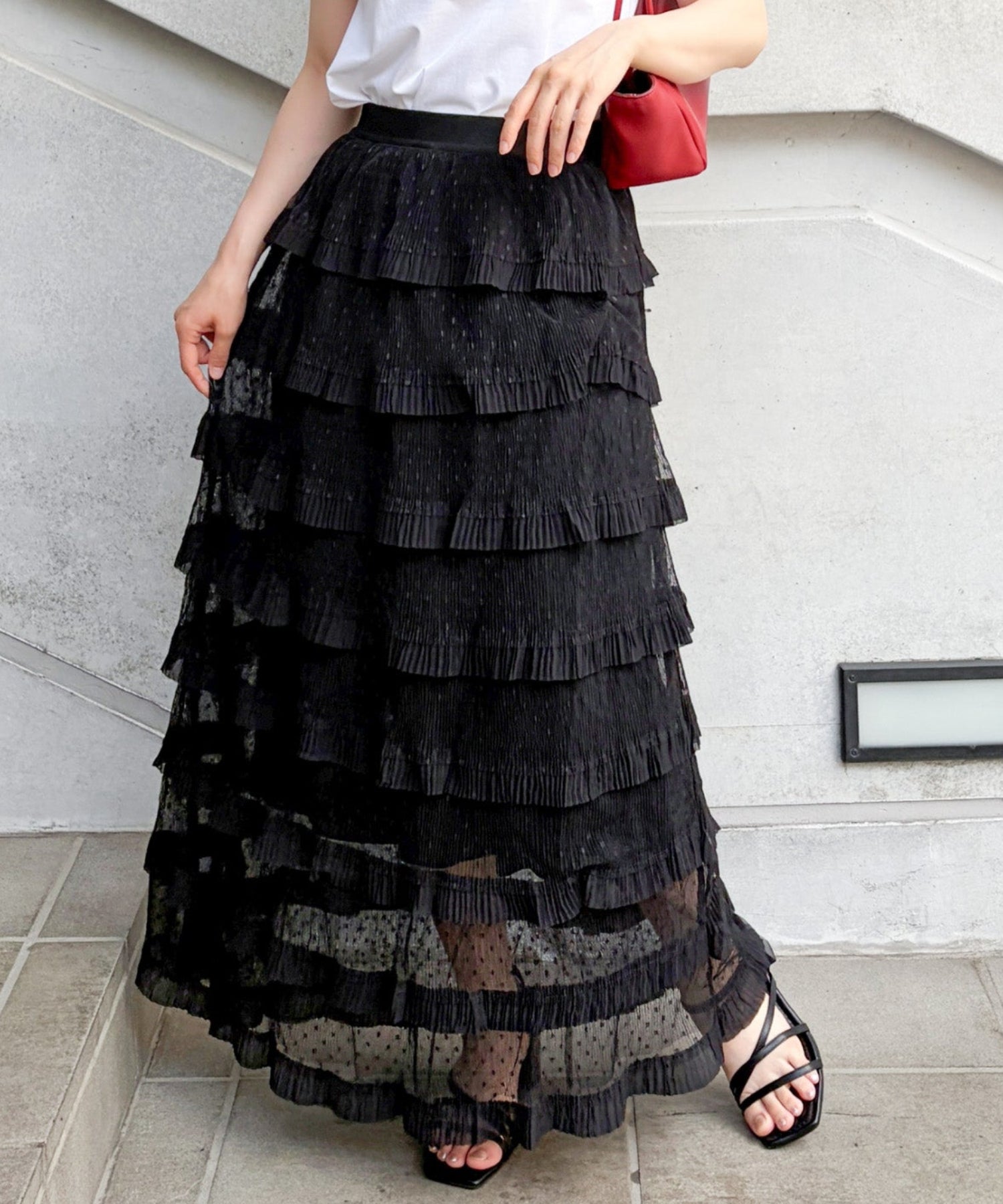 treat urself ティアードレースロングスカート 一部店舗限定】シアーレースティアードスカート/TT657240 – MISCH