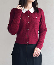 画像をギャラリービューアに読み込む, 【WEB限定予約販売/11月中旬発売予定】シャツ襟付きケーブルカーディガン/MM548410