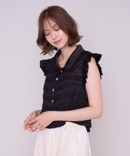画像をギャラリービューアに読み込む, 【一部店舗限定】リボン襟付きフラワーボタンフレンチスリーブトップス/MM658144