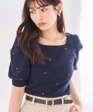 画像をギャラリービューアに読み込む, 5分袖ハート刺繍ニット/TT628305