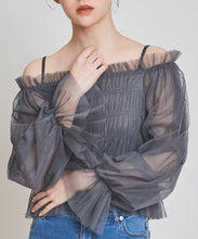 画像をギャラリービューアに読み込む, オフショル2wayチュールブラウス/TT418119