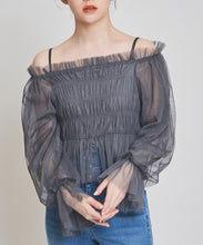 画像をギャラリービューアに読み込む, オフショル2wayチュールブラウス/TT418119