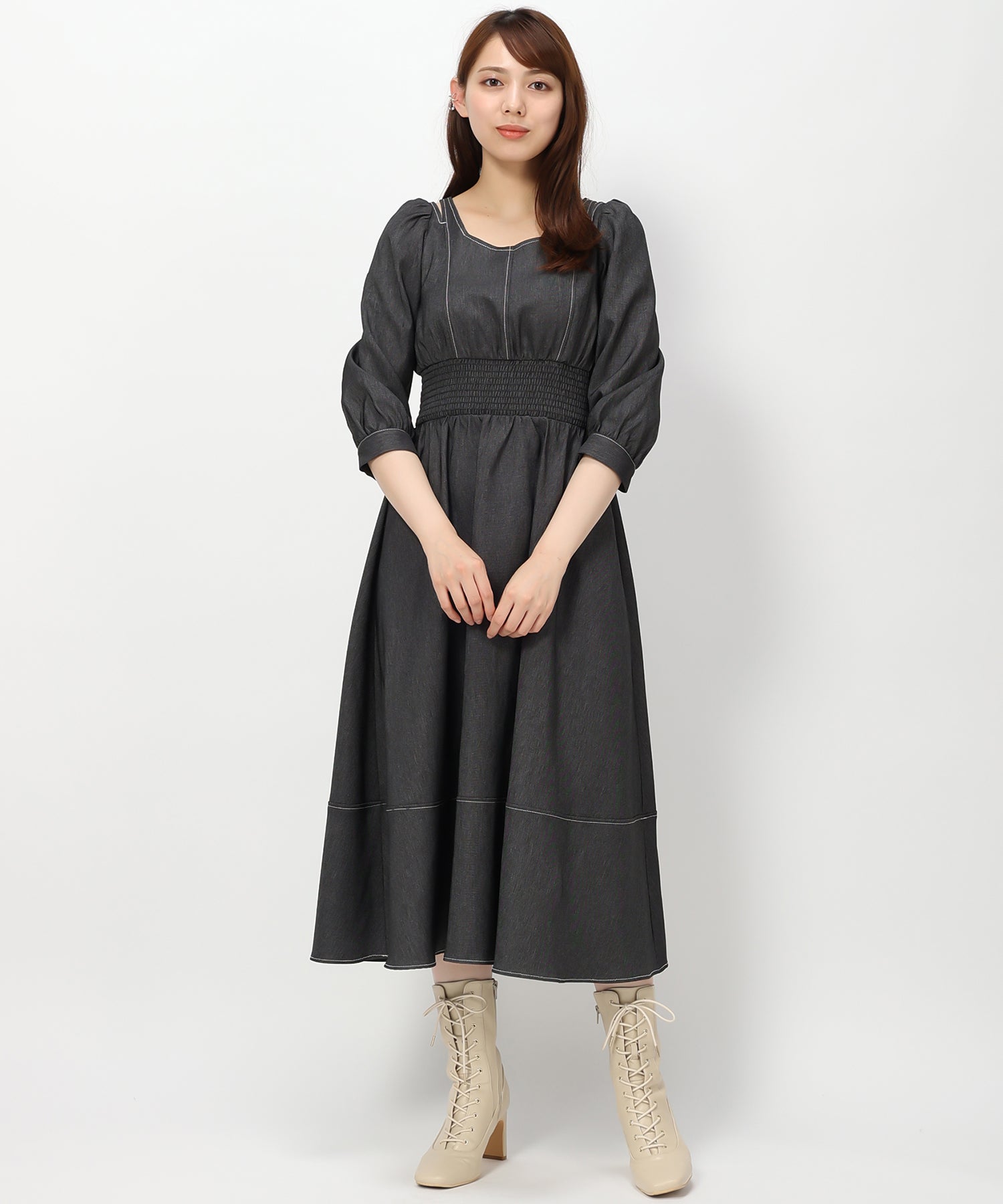 オータムデニムレースアップワンピース – MISCH MASCH 