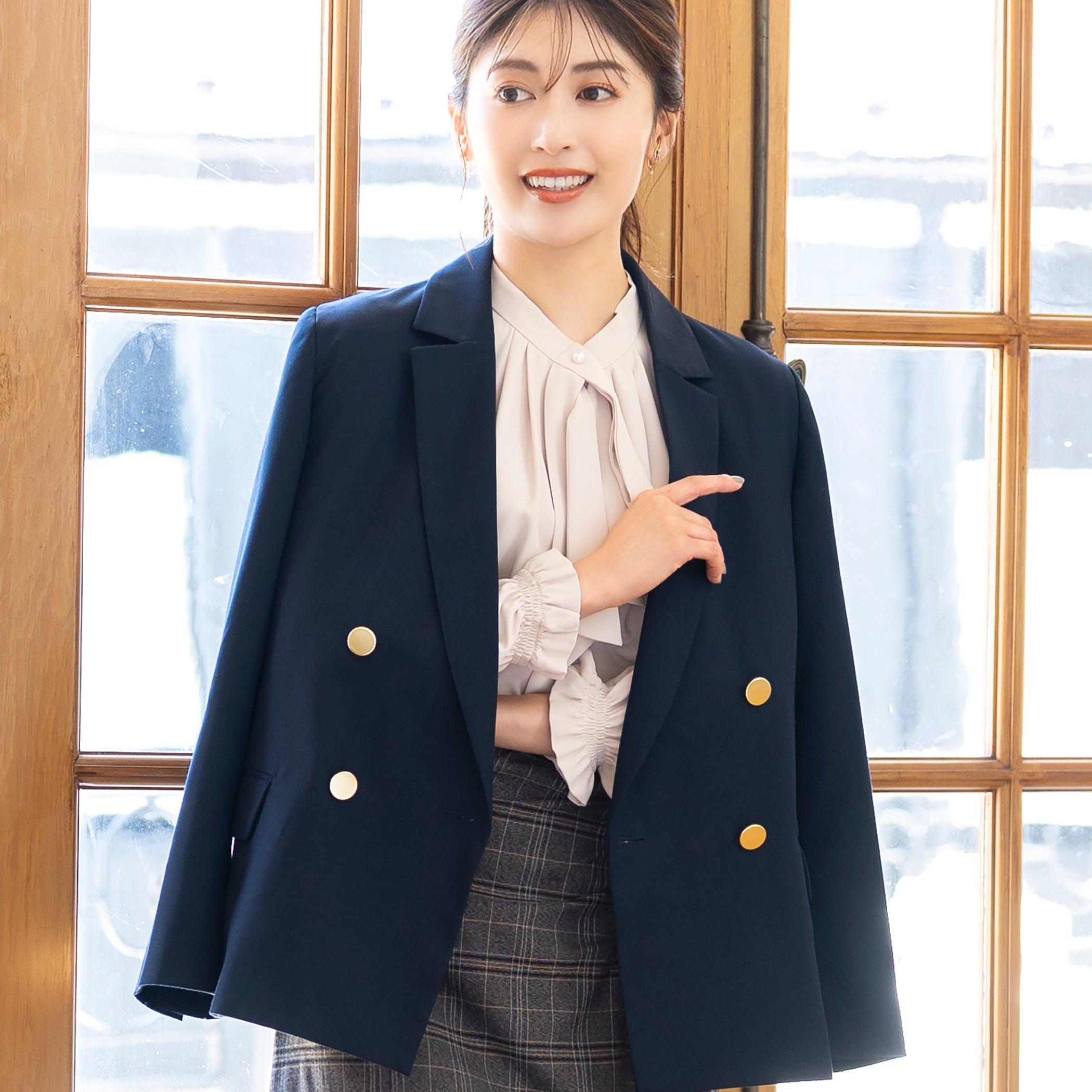 【人気☆ZARA】水色　ダブル　テーラードジャケット　サイズM オシャレ