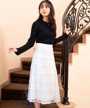 画像をギャラリービューアに読み込む, ラメ刺繍チェックスカート/MM347212