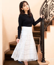画像をギャラリービューアに読み込む, ラメ刺繍チェックスカート/MM347212