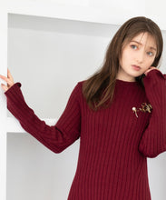 画像をギャラリービューアに読み込む, ブローチ付き成型リブニットワンピース/MM347401