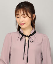 画像をギャラリービューアに読み込む, ハンマーサテン配色ボウタイブラウス/MM348101