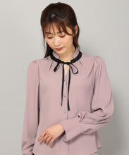 画像をギャラリービューアに読み込む, ハンマーサテン配色ボウタイブラウス/MM348101