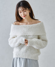 画像をギャラリービューアに読み込む, バックリボンプードルオフショルニット/MM448314