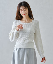 画像をギャラリービューアに読み込む, スクエアネックケーブルパールニット/MM448318