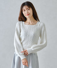 画像をギャラリービューアに読み込む, スクエアネックケーブルパールニット/MM448318